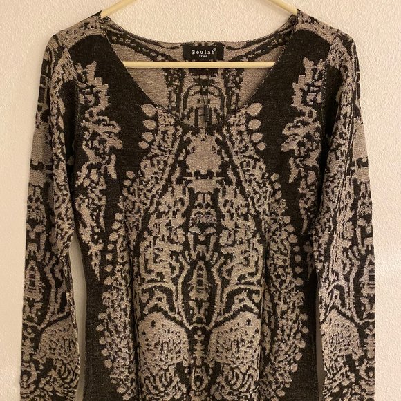 Beulah Ladies Dark & Light Gray Textured Long Sleeve Blouse - Small & Medium - Picture 4 of 10